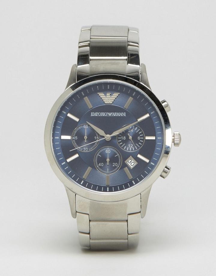 Emporio Armani Ar2448 Watch With Stainless Steel Strap - Silver