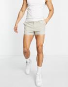 Asos Design Skinny Chino Shorter Shorts In Light Gray