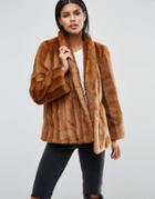 Asos Luxe Faux Fur Swing Coat - Brown