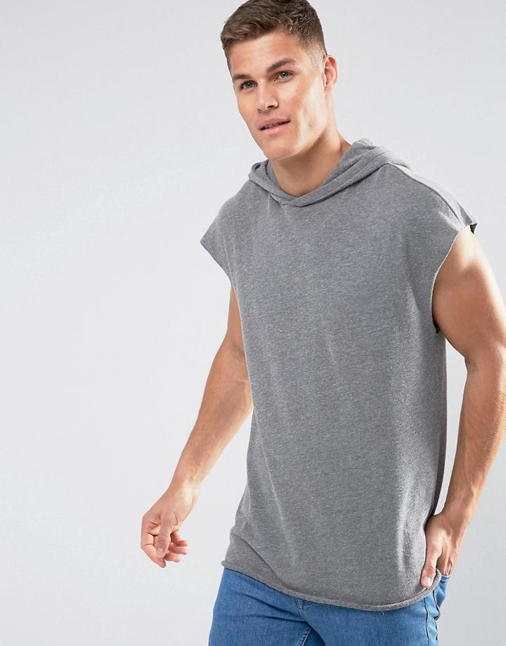 Weekday Elvin Hood Sleeveless T-shirt - Gray