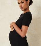 Missguided Maternity Ribbed Crew Neck T-shirt In Black