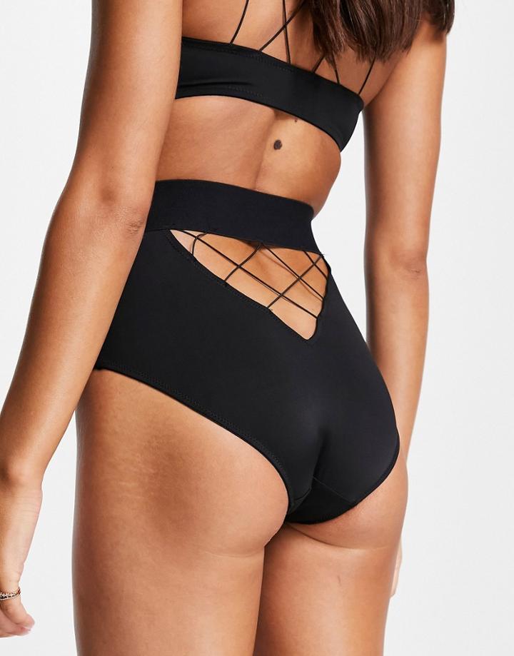 Asos Design Vivian Microfibre High Waist Knicker In Black