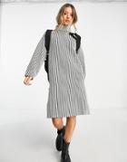Urban Revivo Knit Midi Dress In White Stripe