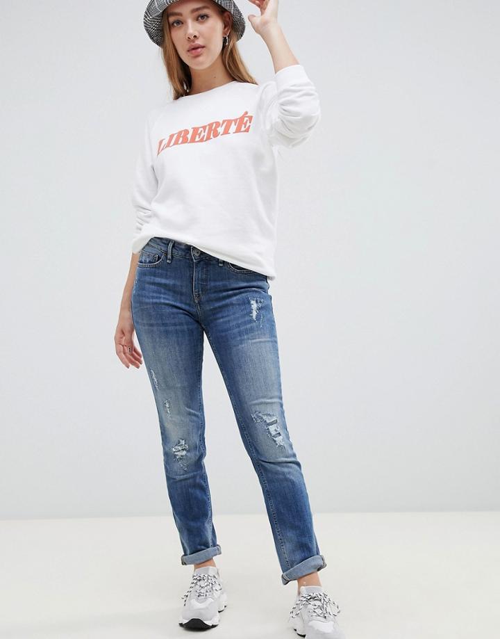 Blend She Lala Distressed Skinny Jeans-blue