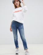 Blend She Lala Distressed Skinny Jeans-blue
