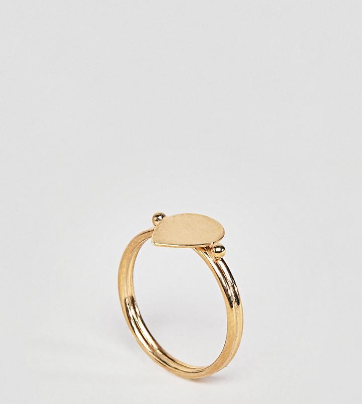 Asos Design Gold Plated Sterling Silver Sleek Teardrop Ring - Gold