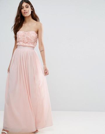 Zibi London Rose Applique Maxi Dress - Pink