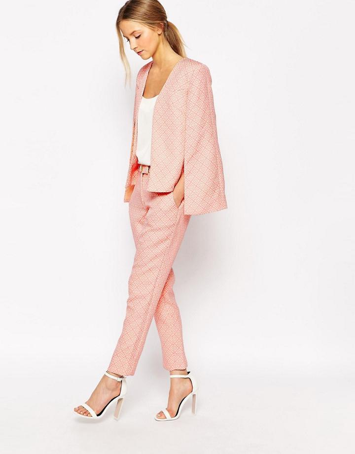 Traffic People Cloud Watching Jaquard Capri Pants - Pink