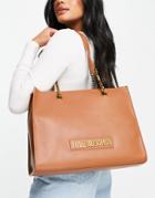 Love Moschino Logo Tote Bag In Tan-brown