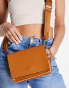 Claudia Canova Cross Body Grab Bag With Chunky Chain In Tan-brown