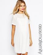 Asos Maternity Shift Dress With Chiffon Overlay - White