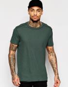 Asos T-shirt With Crew Neck In Heavyweight Waffle - Green