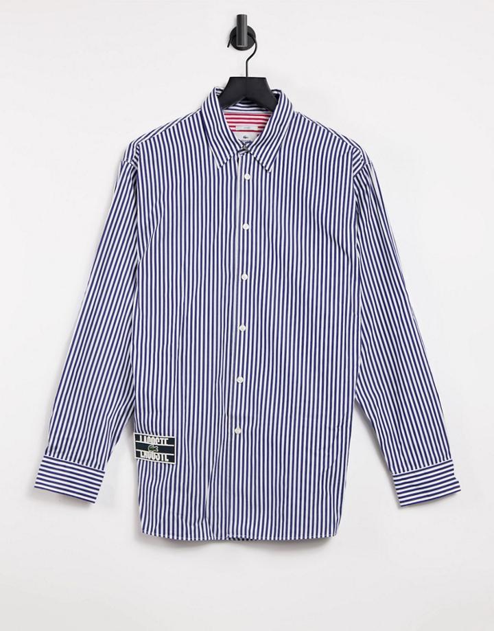 Lacoste Unisex Live Boxy Fit Striped Cotton Shirt-navy