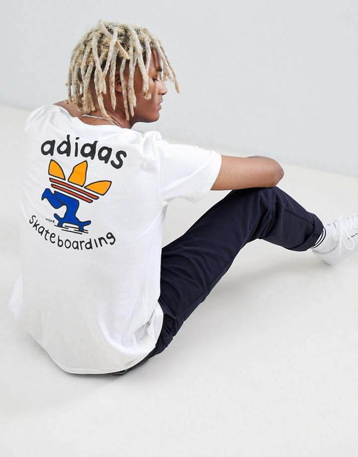 Adidas Skateboarding T-shirt With Back Print In White Dh3934 - White