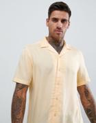 Asos Design Regular Fit Viscose Shirt With Revere Collar In Yellow - Yellow