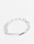 Icon Brand Chain Bracelet In Silver With Mixed Chain Detail