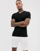 Asos Design Muscle Fit T-shirt With V Neck In Black