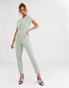 Asos Design Pleated Bodice Jumpsuit-green