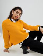 Mango Chunky Cuff Knitted Sweater - Yellow