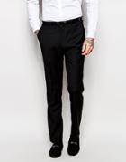 Asos Slim Tuxedo Pants In 100% Wool - Black