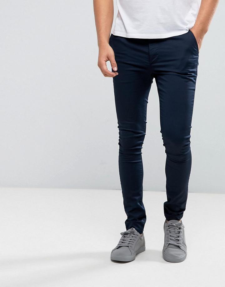 Asos Extreme Super Skinny Chinos In Navy