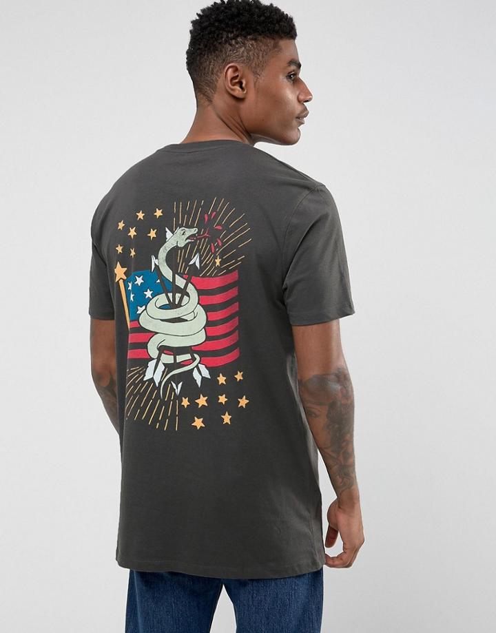 Asos Longline T-shirt With Snake Tattoo Style Print - Black