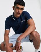 Jack & Jones Premium Polo With Chest Embroidey In Blue-blues