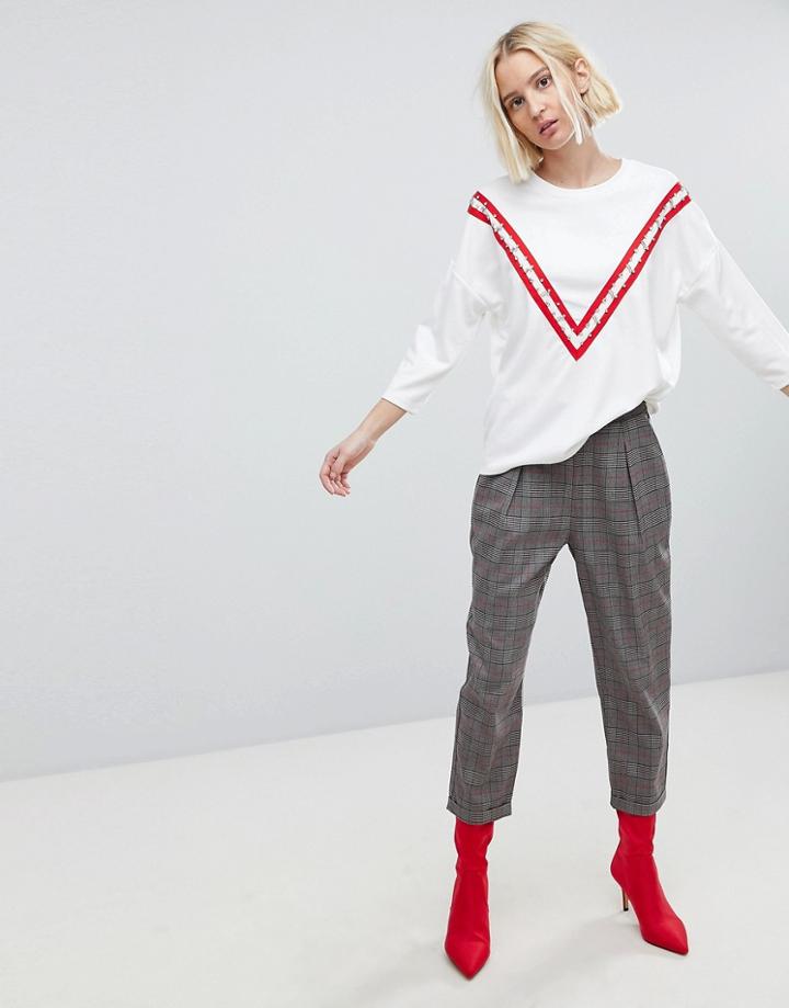 Stradivarius Mini Check Peg Leg Pants - Gray