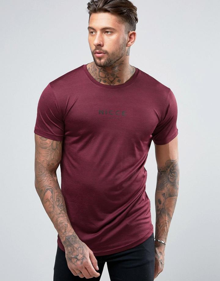 Nicce London T-shirt In Burgundy Lux - Red