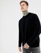Allsaints 100% Merino Sweater In Black With Side Zips - Gray