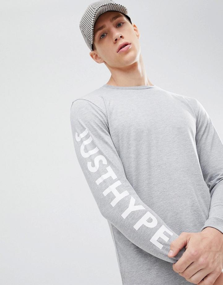 Hype Long Sleeve T-shirt With Sleeve Print In Gray - Gray
