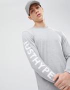 Hype Long Sleeve T-shirt With Sleeve Print In Gray - Gray