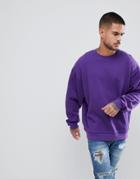 Asos Oversized Sweatshirt In Purple - Purple