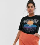Another Reason Plus T-shirt With Futuristic Graphic - Blue