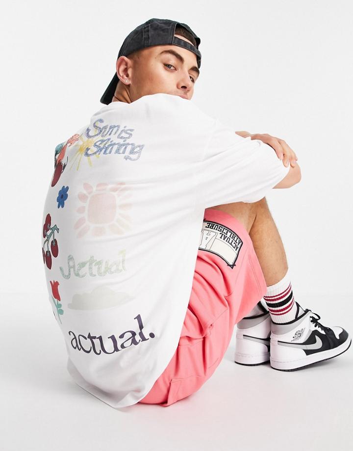 Asos Actual Oversized T-shirt With Multi Back Graphic Prints In White