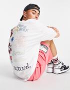 Asos Actual Oversized T-shirt With Multi Back Graphic Prints In White