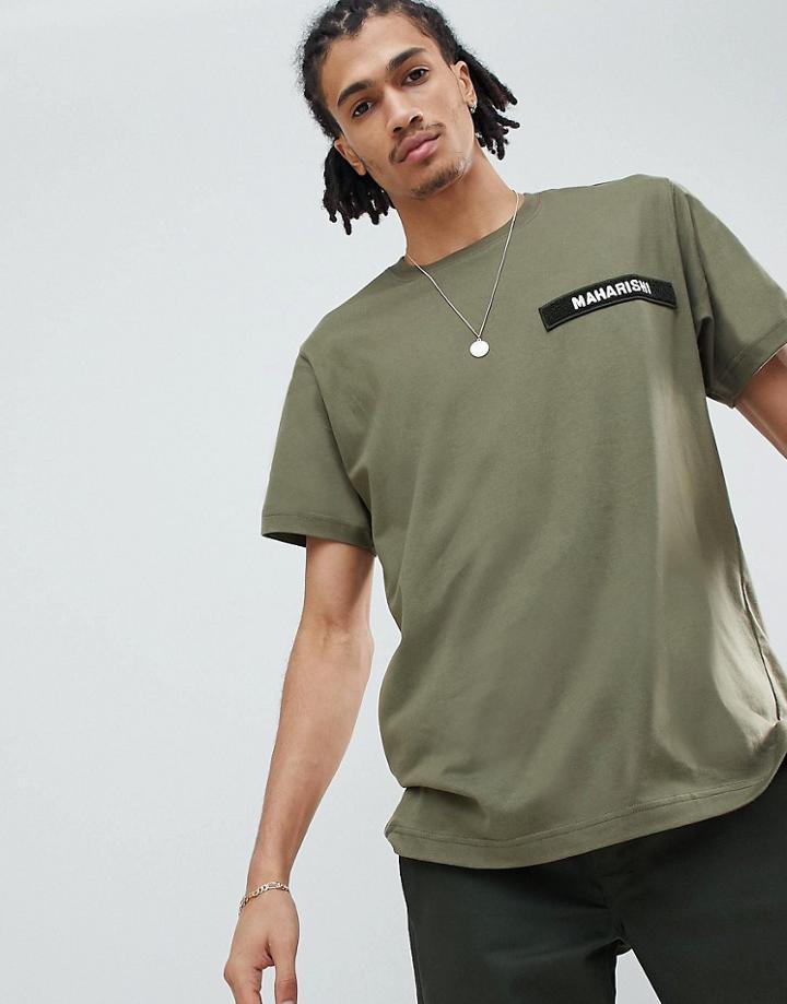 Maharishi Organic Cotton T-shirt With Name Tape Logo In Green - Green