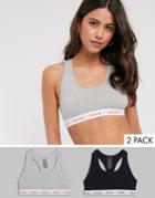 Fcuk 2pk Crop Top In Black And Gray-multi