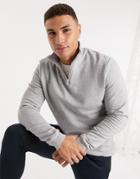 Asos Design Organic Half Zip Sweatshirt In Gray Marl-grey
