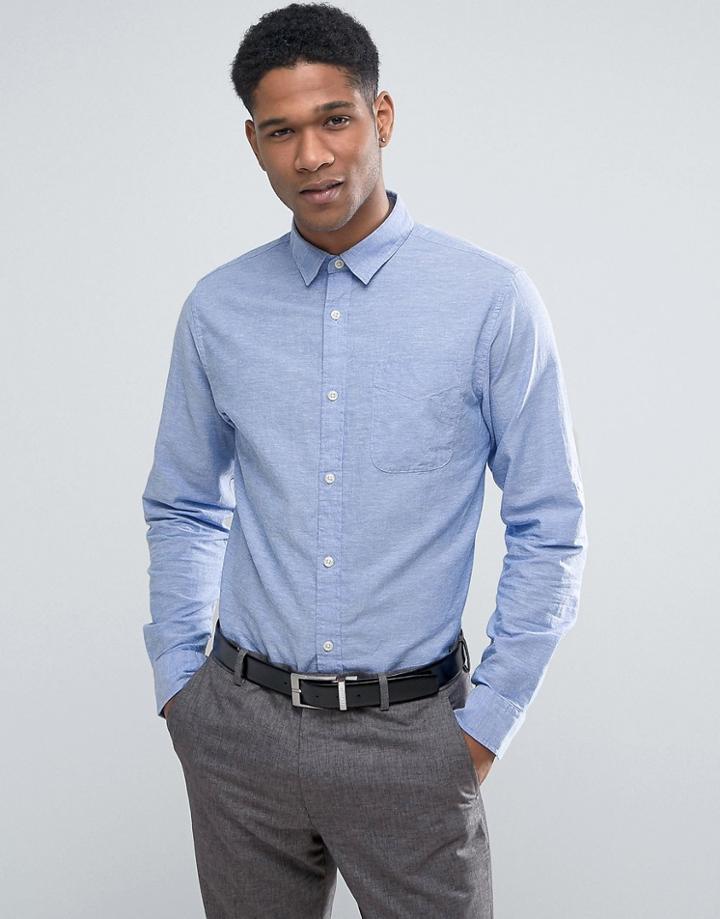 Jack & Jones Premium Slim Shirt In Linen - Blue