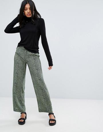 To Be Adored Alisa Silk Leopard Print Pants - Green