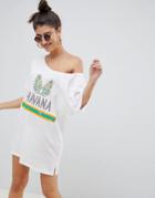 Asos Design Havana Slouchy Jersey Beach Tee - Multi