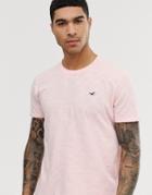 Hollister Icon Logo Curved Hem T-shirt In Pink - Pink