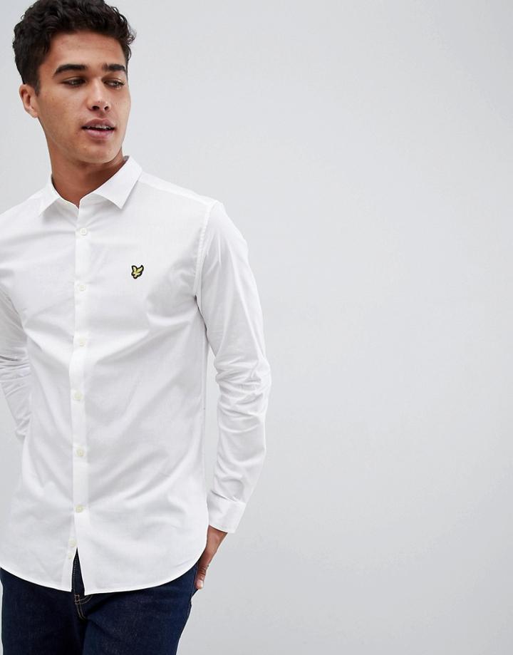 Lyle & Scott Buttondown Slim Fit Poplin Shirt With Stretch In White - White