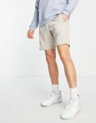 Brave Soul Tricot Shorts With Tape Stripe In Beige-neutral