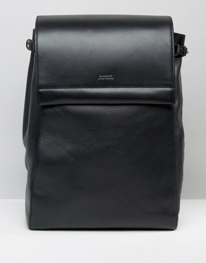 Sandqvist Monica Leather Backpack In Black - Black
