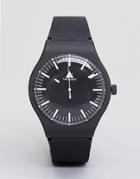 Asos Sleek Watch In Monochrome With Silicone Strap - Black