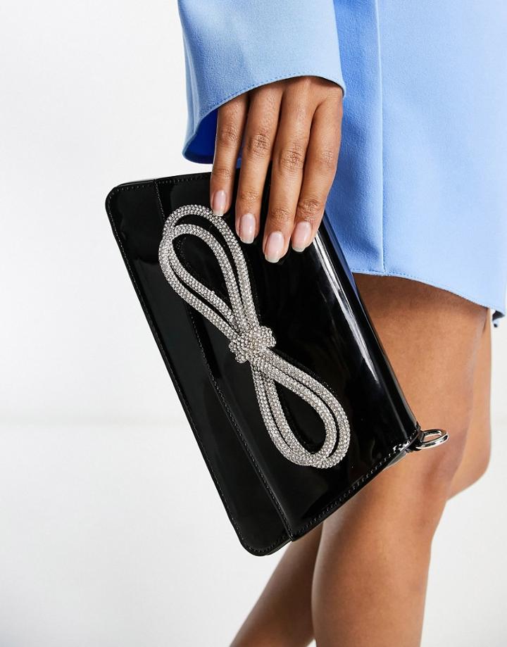 Public Desire The Faya Shoulder Bag With Crystal Bow In Black