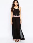 Liquorish Beach Maxi Dress With Mirror Embellishment - Black