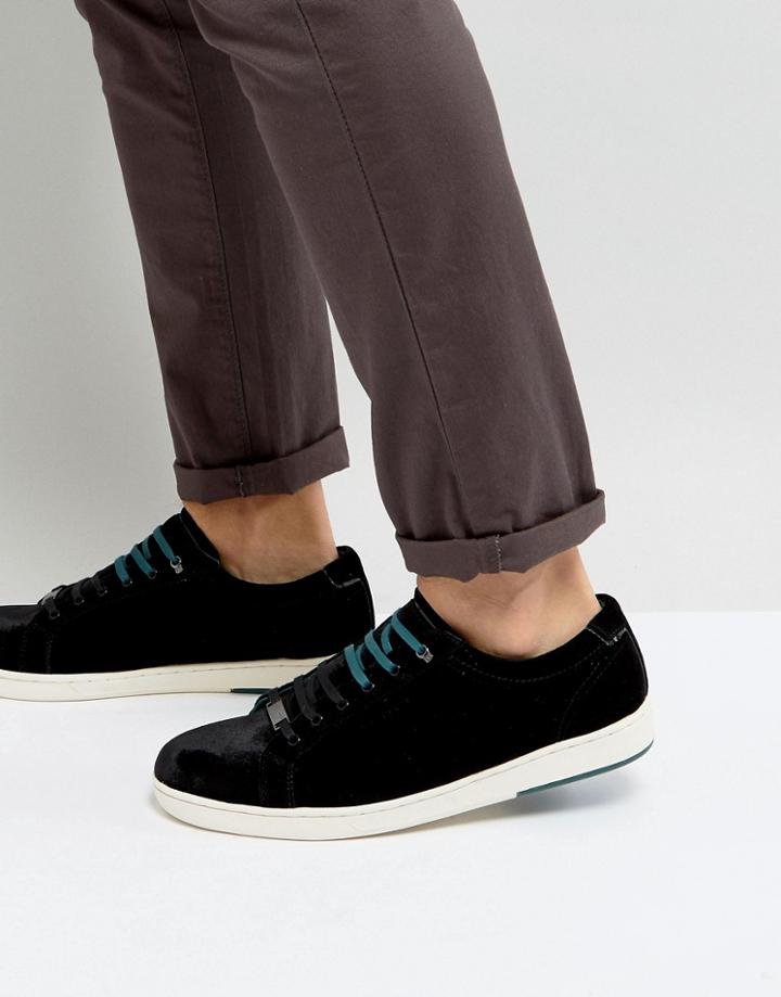 Ted Baker Lambrt Velvet Sneakers - Black